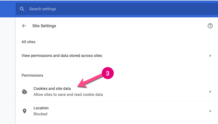 Cookies and site data